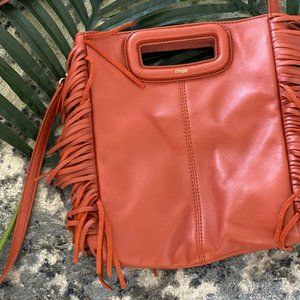 Maje Fringe Red Leather Purse